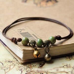 *MINU* Green Vintage Bell x Beaded Woven Fashion Bracelet